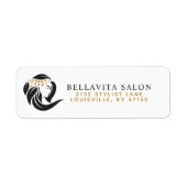 Eenvoudig zwart gouden kapsalon logo retouradres etiket (Voorkant)
