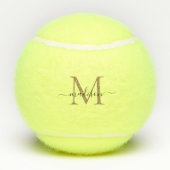 Eenvoudig zwart goudmonogram elegant eminine-scrip tennisballen (Achterkant)