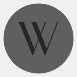 Eenvoudig zwart grijs Single Letter Modern minimal Ronde Sticker