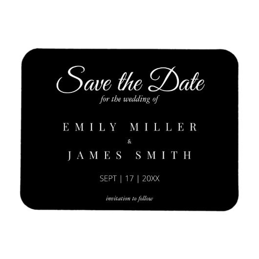 Eenvoudig zwart huwelijk in de klas, sla de datum magneet (Horizontaal)