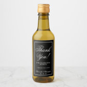 Eenvoudig zwart huwelijk met elegant bedankt Mini Wijn Etiket (Voorkant)