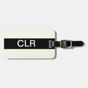 Eenvoudig zwart ivoor monogram Initialen Bagagelabel