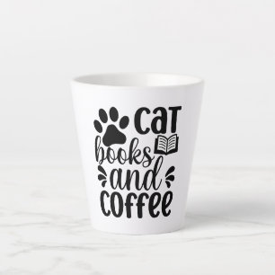 Eenvoudig zwart "Kat Boeken en Koffie" Liefhebber Latte Mok