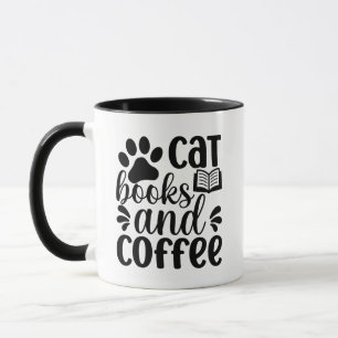 Eenvoudig zwart "Katten Boeken en Koffie" Liefhebb Mok