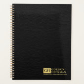 Eenvoudig zwart leder, aangepast monogram planner (Voorkant)