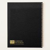Eenvoudig zwart leder, aangepast monogram planner (Achterkant)