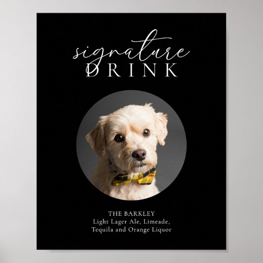 Eenvoudig Zwart Modern Animal Signature Drink Teke Poster (Voorkant)