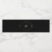 Eenvoudig zwart, modern Geometric Gold Weddenschap Waterfles Etiket (Enkel label)