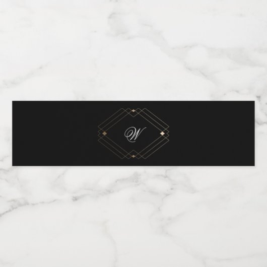 Eenvoudig zwart, modern Geometric Gold Weddenschap Waterfles Etiket (Enkel label)