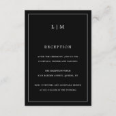 Eenvoudig zwart monogram elegante bruiloft informatiekaartje (Voorkant)
