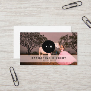 Eenvoudig zwart monogram fotografen Visitekaartje