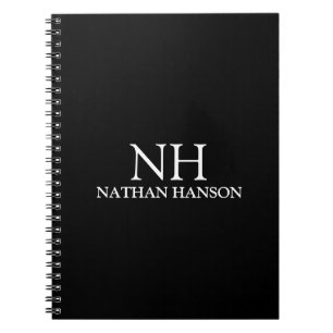 Eenvoudig zwart monogram Modern Notitieboek