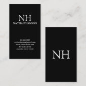 Eenvoudig zwart monogram Modern Visitekaartje (Voorkant / Achterkant)