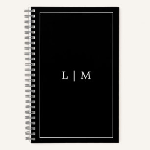 Eenvoudig zwart monogram notitieboek