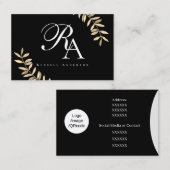 Eenvoudig zwart Monogram Visitekaartje (Voorkant / Achterkant)