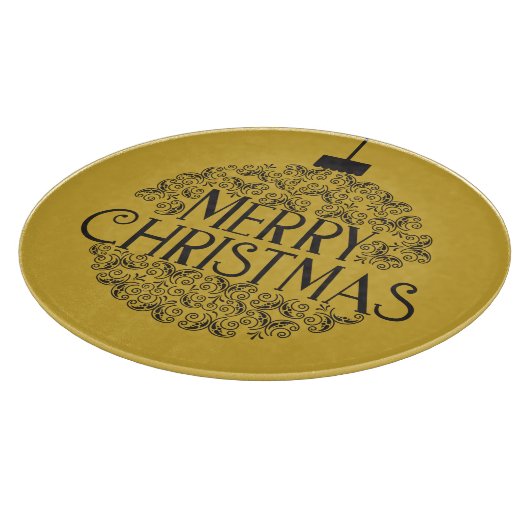 Eenvoudig zwart op goud Vrolijk kerstfeest | Glas Snijplank (Hoek)