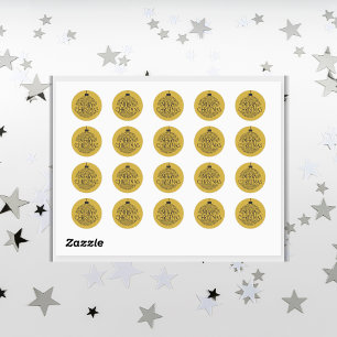Eenvoudig zwart op goud Vrolijk kerstfeest Ronde Sticker