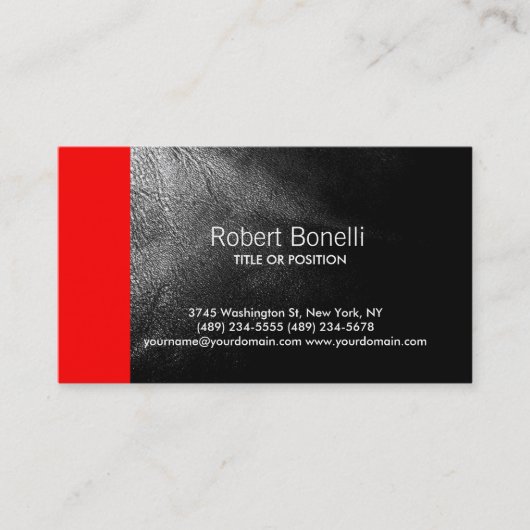 Eenvoudig zwart rood grijs gewoon modern Visitekaa Visitekaartje (Voorkant)