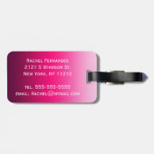 Eenvoudig zwart-roze gradiëntmonogram bagagelabel (Achterkant horizontaal)