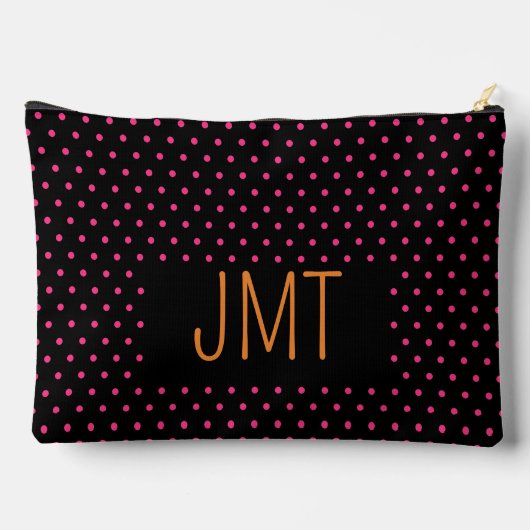 Eenvoudig zwart roze Oranje Stippen monogram Etui (Achterkant)
