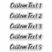 Eenvoudig zwart script 5 regels tekst sticker (Voorkant)