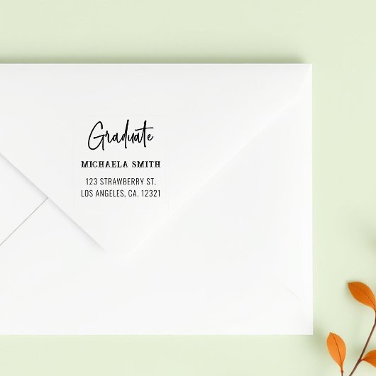 Eenvoudig zwart script Afstuderen retouradres Zelfinktende Stempel