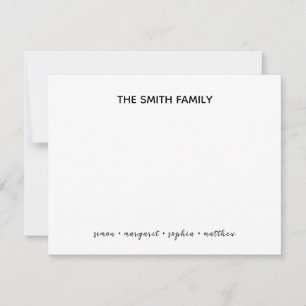 Eenvoudig zwart script Family Stationery Notitiekaartje
