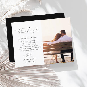 Eenvoudig zwart script foto Weduwnaar Hartelijk da Briefkaart