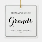 Eenvoudig zwart script grootouders eerste kerst keramisch ornament (Achterkant)