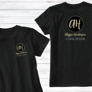 Eenvoudig Zwart & Tan Bloemist Bedrijfslogo T-shirt