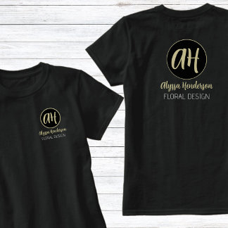 Eenvoudig Zwart & Tan Bloemist Bedrijfslogo T-shirt