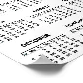 Eenvoudig zwart-wit 2024 jaar in het kort Kalender Poster (Hoek)