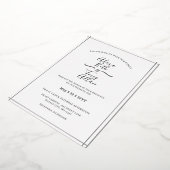 Eenvoudig zwart-wit, aangepaste zilver folie uitnodiging (Gedraaid)