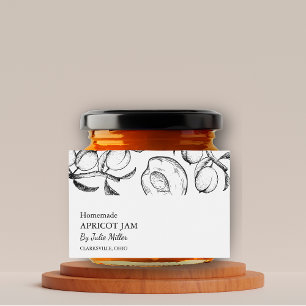Eenvoudig zwart & wit Abrikozenjam Label Voedselcontainer Etiket
