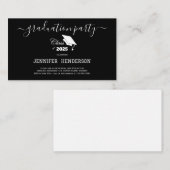 Eenvoudig zwart wit afstuderen Party Class of 2025 Informatiekaartje (Voorkant / Achterkant)