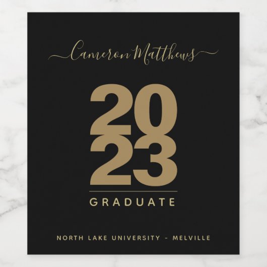 Eenvoudig zwart-wit Afstuderen Wijnlabel Wijn Etiket (Enkel label)