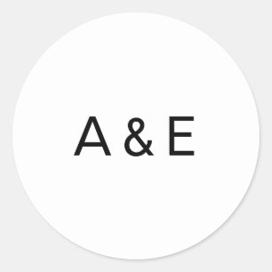 Eenvoudig zwart-wit ampersand-monogram huwelijk ronde sticker