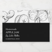 Eenvoudig zwart-wit Apple Jam Label Voedselcontainer Etiket (Enkel label)