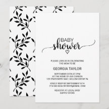 Eenvoudig zwart-wit Baby shower voor kalligrafie