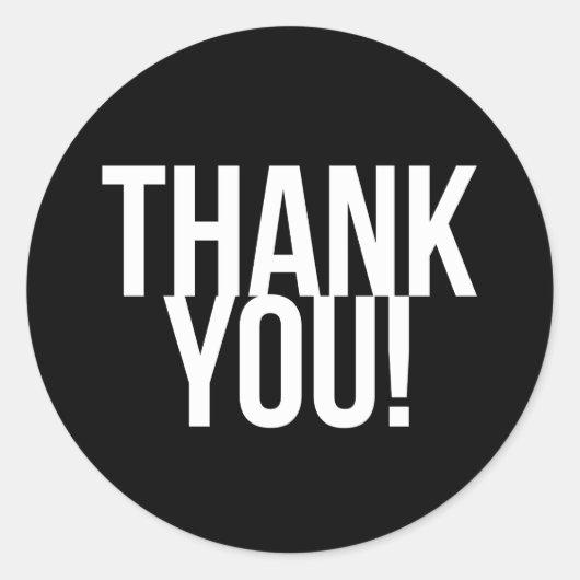 Eenvoudig zwart-wit bedankt ronde sticker (Voorkant)