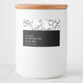 Eenvoudig Zwart & Wit Blueberry Jam Label Voedselcontainer Etiket (Voorkant)