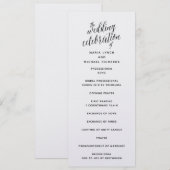 Eenvoudig zwart-wit bruiloftsprogramma  kaart (Voorkant / Achterkant)