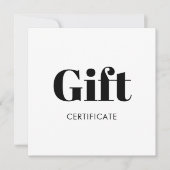 Eenvoudig zwart wit cadeaubon certificaat (Voorkant)