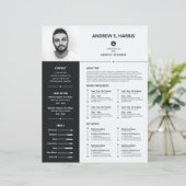 Eenvoudig zwart-wit CV, CV + Letter (Staand voorkant)