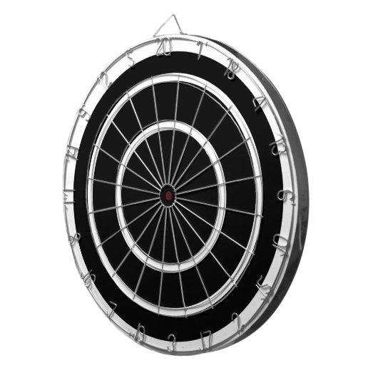 Eenvoudig zwart wit dartboard dartbord (Voorkant Rechts)