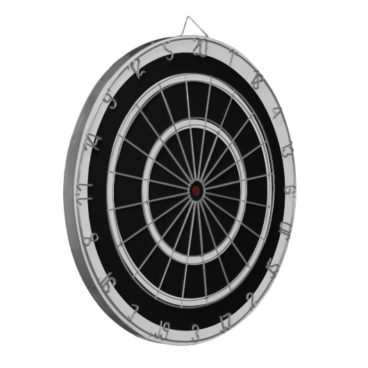 Eenvoudig zwart wit dartboard dartbord (Voorkant Links)