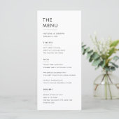 Eenvoudig Zwart & Wit Elegant Bruiloft Diner Eten Menu (Staand voorkant)
