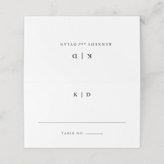 Eenvoudig zwart-wit Elegant Bruiloft Monogram (Buitenkant ongevouwen)