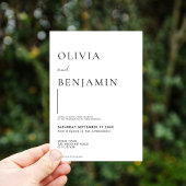 Eenvoudig zwart-wit elegant huwelijk kaart