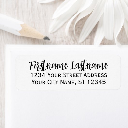 Eenvoudig zwart-wit elegant script - Retouradres Etiket (Insitu)